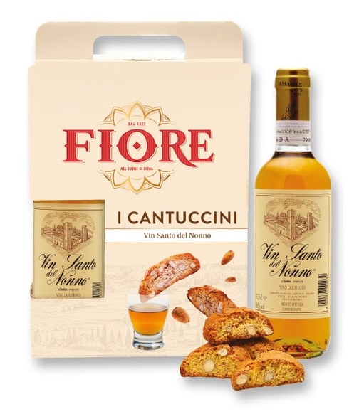 Fiore - Cantuccini alla Mandorla 200g + Bottiglia di Vin Santo 375cl.