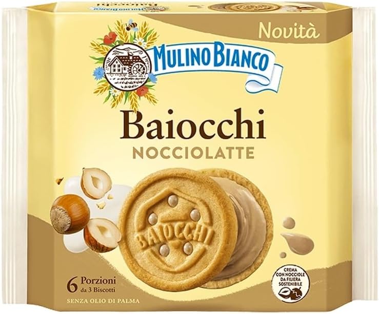 Mulino Bianco - Baiocchi Nocciolatte / Hazelnut Cookies 168g