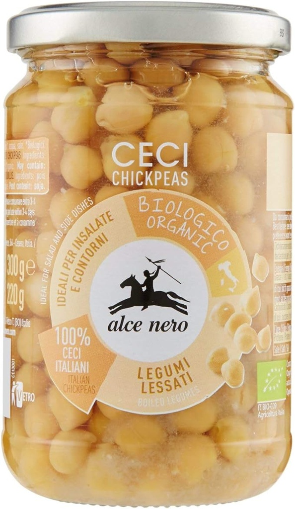 Alce Nero - 100% Organic Chickpeas Boiled Glass blt 300g