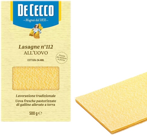 [437996] De Cecco - Egg Lasagna Sheets N°112 意大利雞蛋千層麵皮 500g