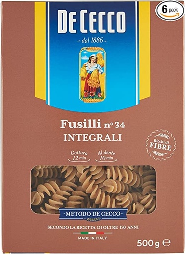 [96370] De Cecco - Fusilli N°34 Integrali 500g