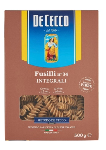 [96370] De Cecco - Whole Grain Fusilli N°34 意大利全麥螺絲粉 500g