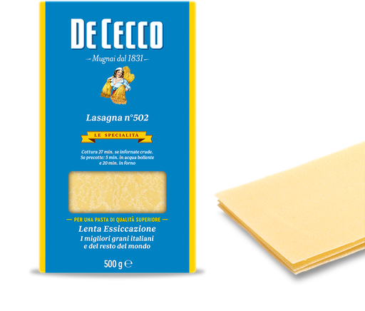 [788494] De Cecco - Semolina Lasagna Sheets N°502 意大利杜蘭麥粉千層麵皮 500g