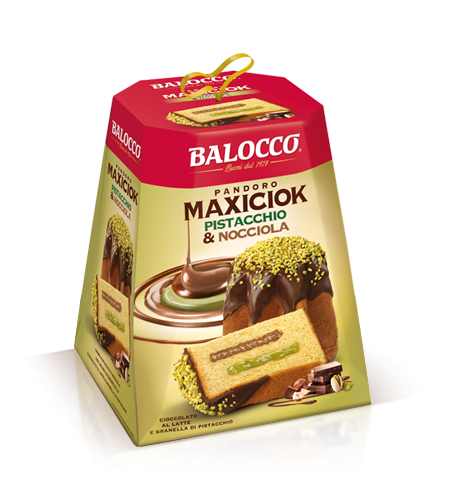[957854] Balocco - Pandoro Maxiciok Pistachio and Hazelnut 800g